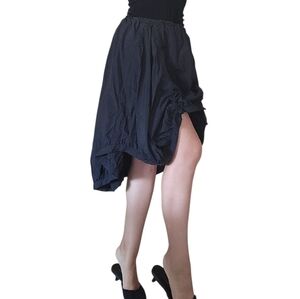 Voluminous Drawstring Midi Skirt Black  M/L